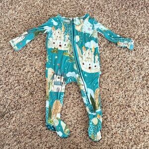 Posh Peanut Turquoise Castle Print Kids Footie